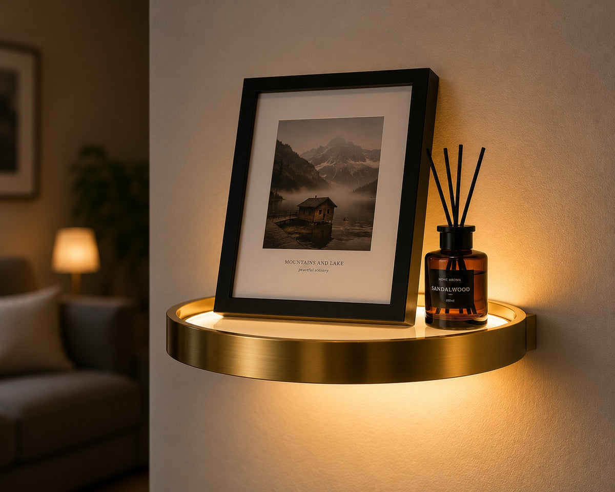 Kabelloses LED-Wandregal - cordless led shelf styled display